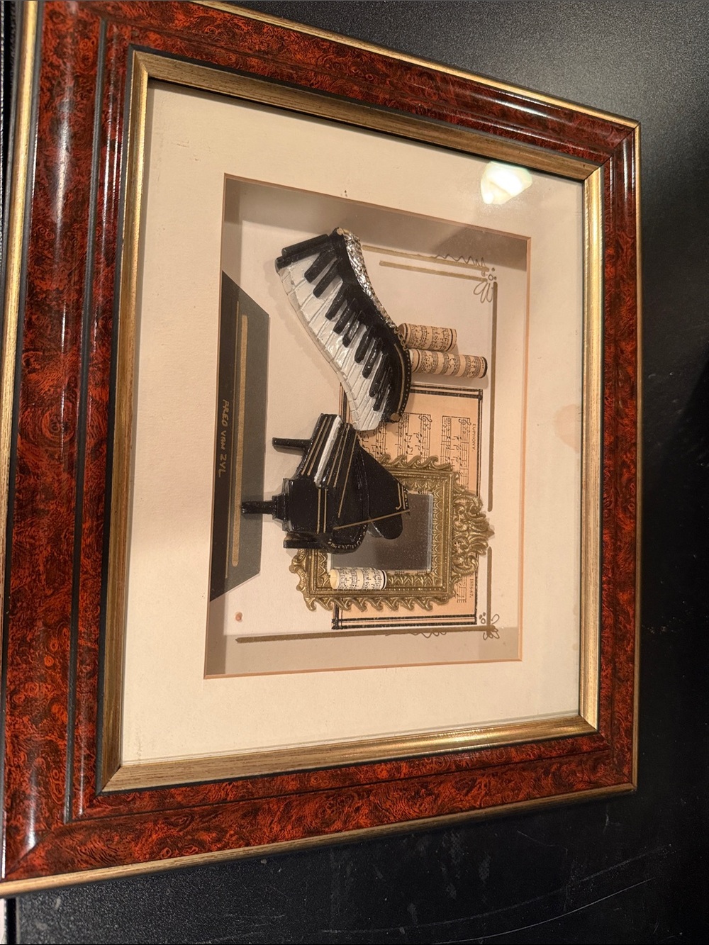 Framed Black and White Piano Wall Art - Home Accents